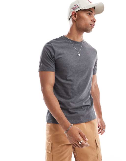 ASOS DESIGN - T-shirt girocollo basic color antracite mélange