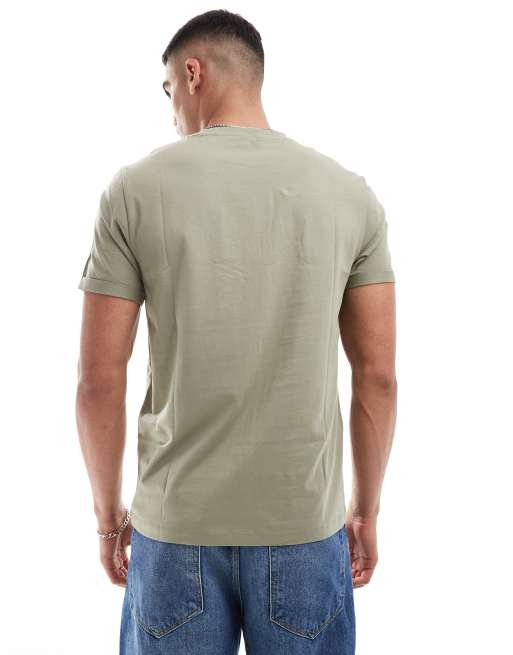 ASOS DESIGN - T-shirt girocollo basic color kaki con maniche con risvolto  , 2 di 4