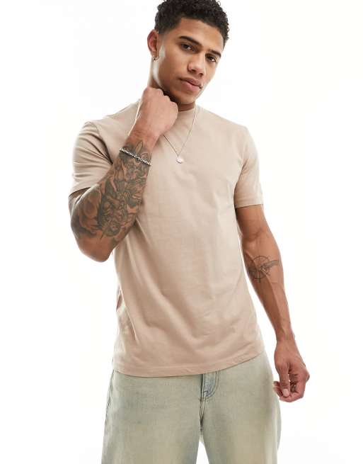 ASOS DESIGN - T-shirt girocollo basic color marrone chiaro