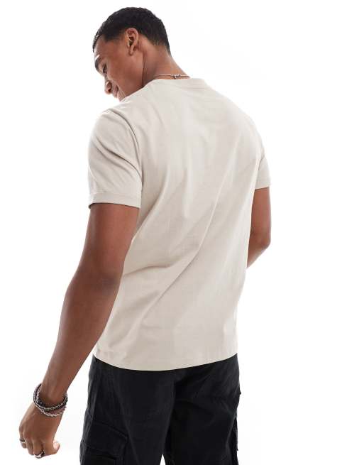 ASOS DESIGN - T-shirt girocollo basic color pietra con maniche con risvolto , 4 di 4