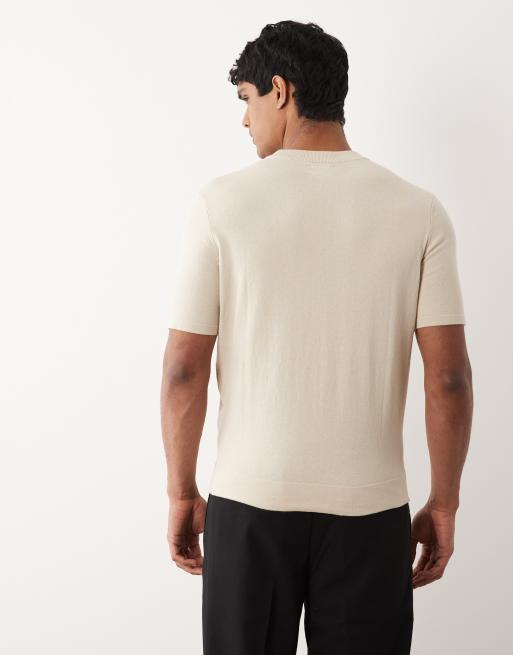 ASOS DESIGN - T-shirt girocollo basic in maglia color pietra, 5 di 5