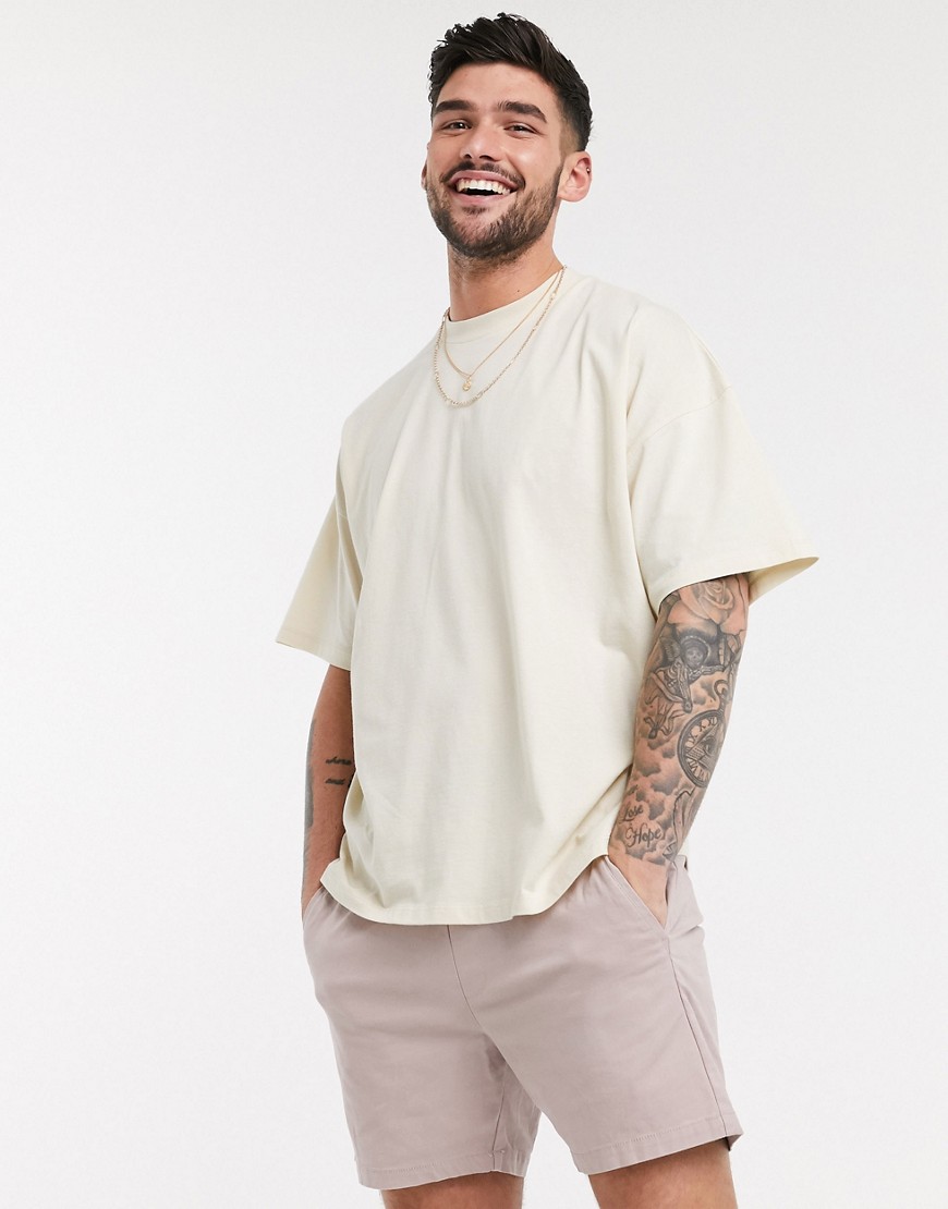 ASOS DESIGN - T-shirt girocollo beige oversize