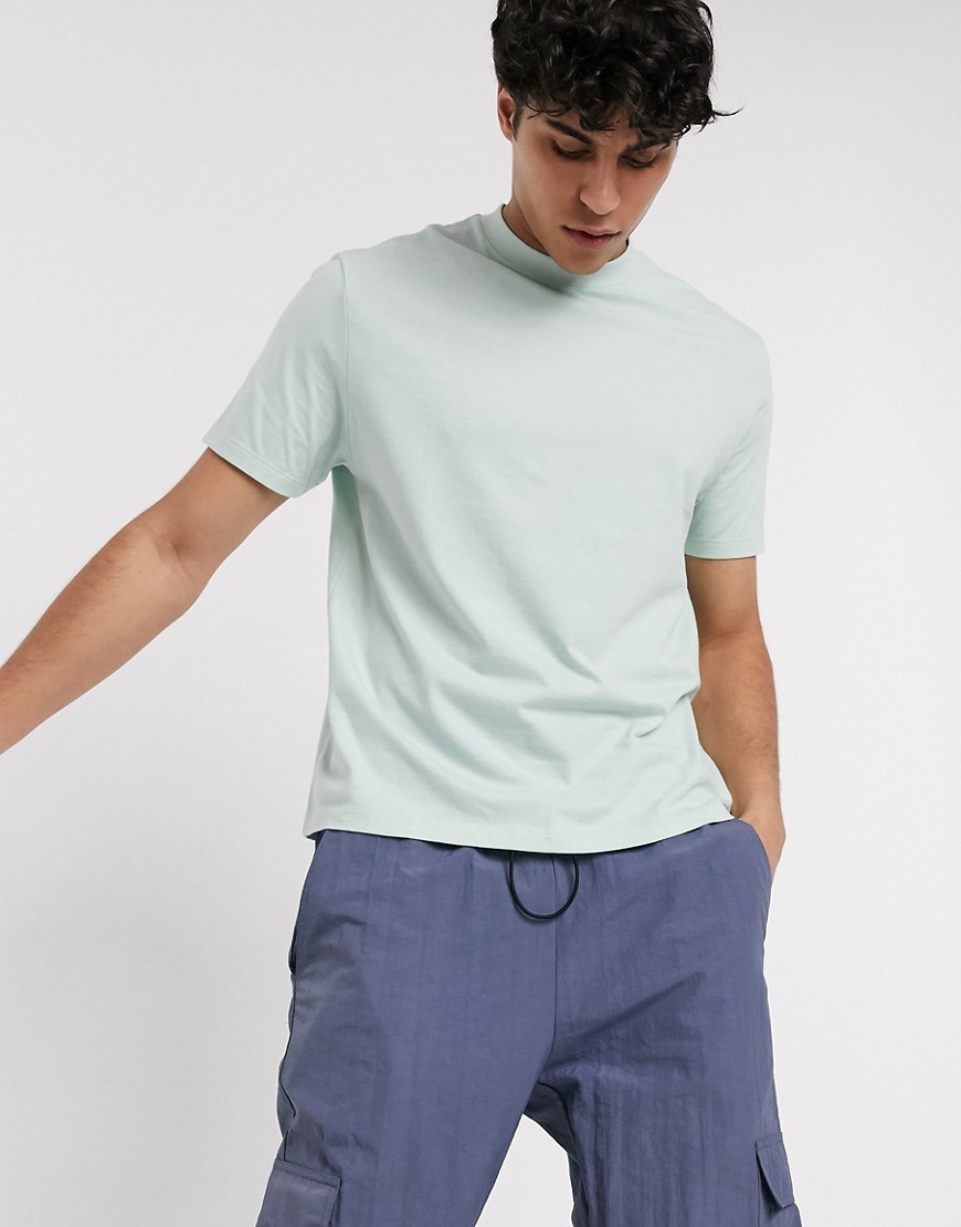 ASOS DESIGN - T-shirt girocollo comoda in tessuto organico azzurro-Verde
