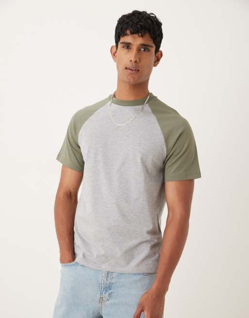 ASOS DESIGN - T-Shirt girocollo grigio mélange con dettagli a contrasto
