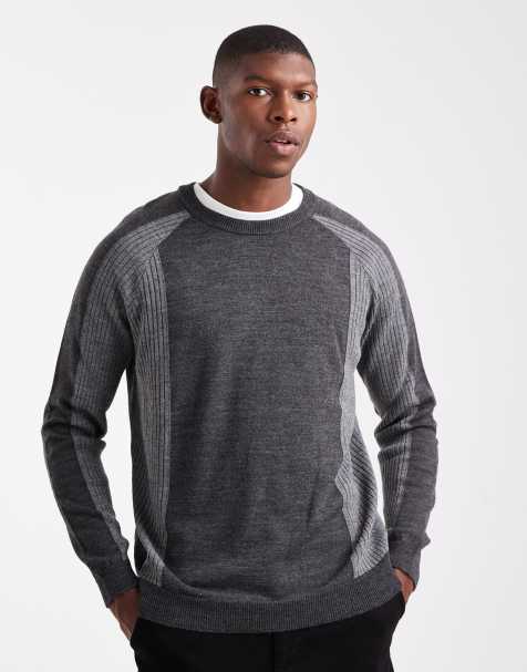 ASOS DESIGN - T-shirt girocollo in maglia comoda grigia con maniche lunghe raglan - view 1