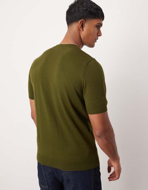 ASOS DESIGN - T-shirt girocollo in maglia kaki in coordinato, 4 di 4