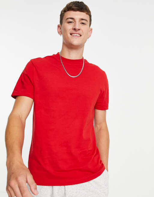 ASOS DESIGN - T-shirt girocollo in misto cotone rossa - RED