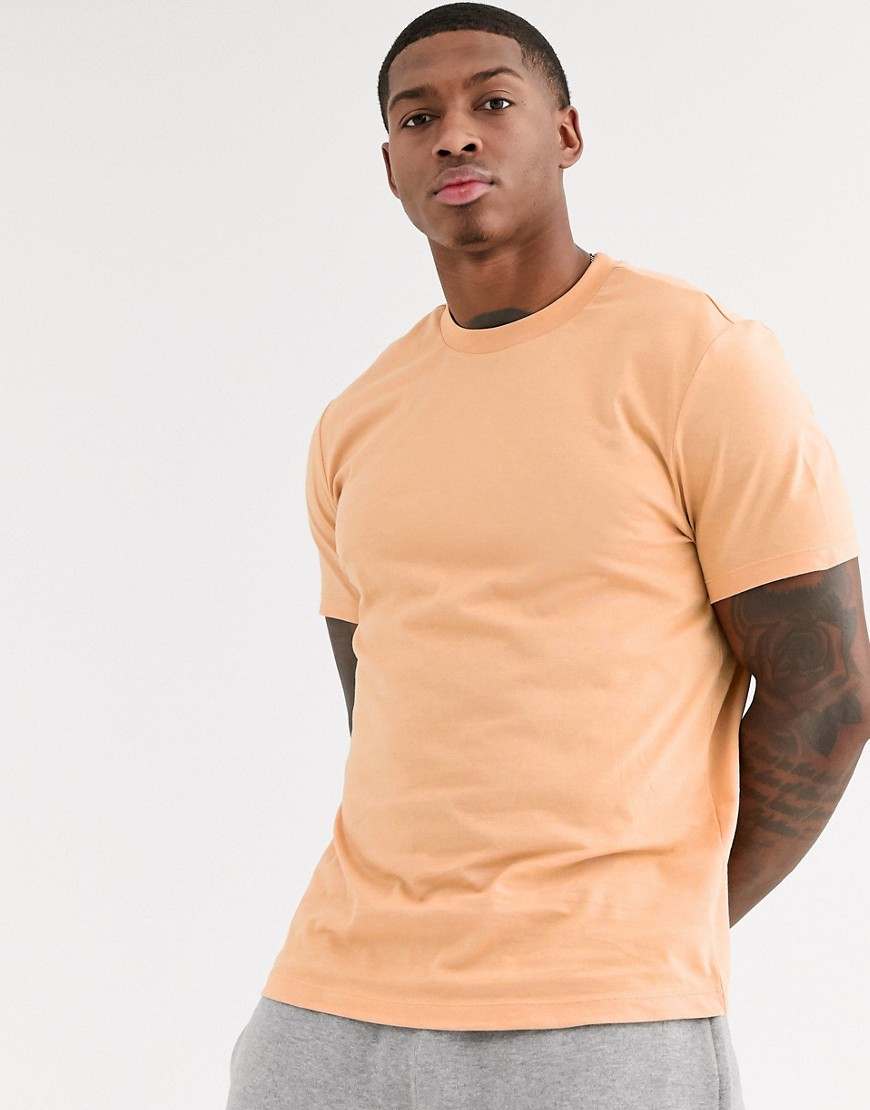 ASOS DESIGN - T-shirt girocollo in tessuto organico arancione pallido-Beige
