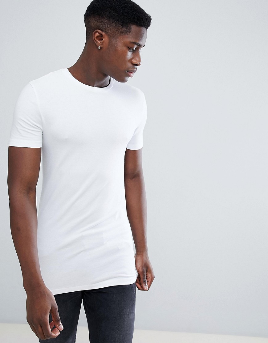 ASOS DESIGN - T-shirt girocollo lunga attillata bianca-Bianco