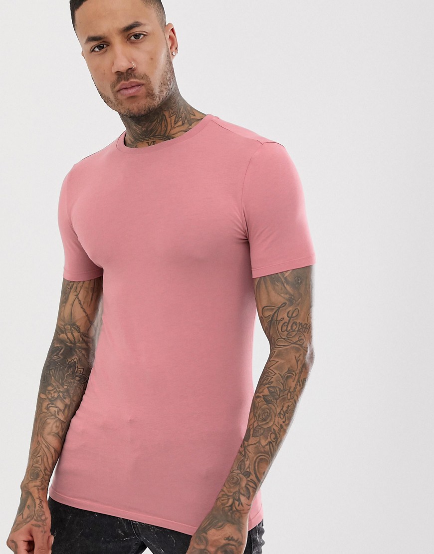 ASOS DESIGN - T-shirt girocollo lunga attillata rosa