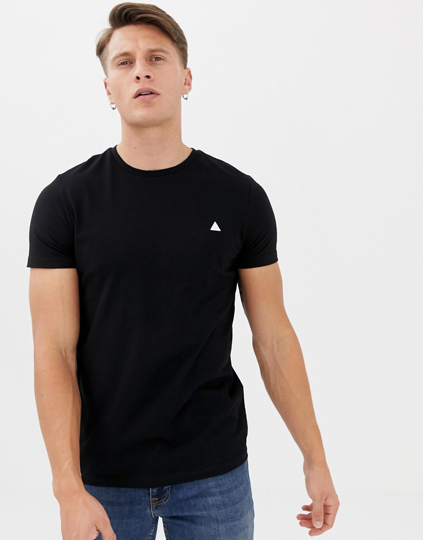 ASOS DESIGN - T-shirt girocollo nera con logo-Nero