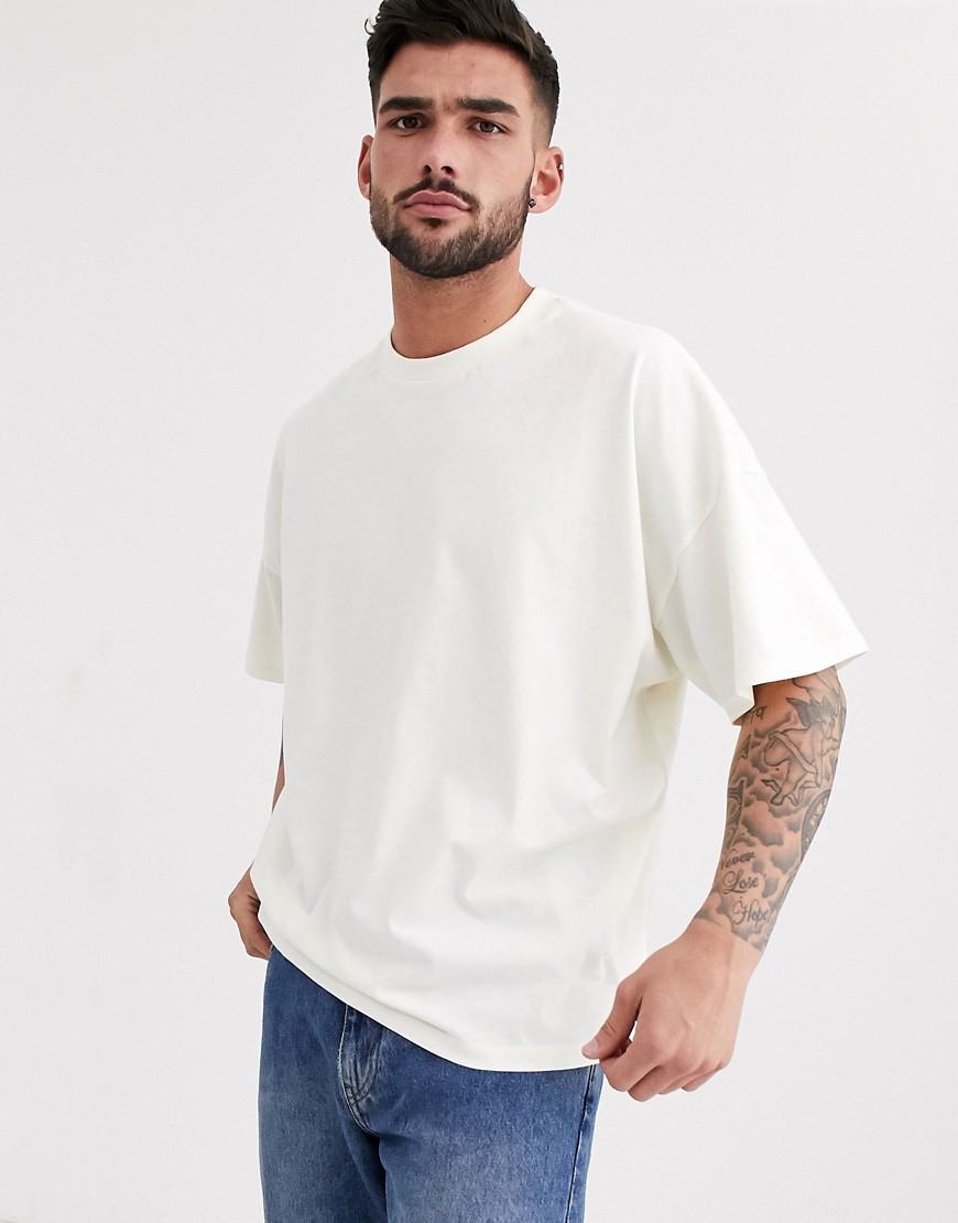 ASOS DESIGN - T-shirt girocollo oversize bianco sporco