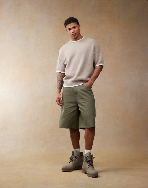 ASOS DESIGN - T-Shirt girocollo oversize in maglia piqué color pietra , 2 di 4