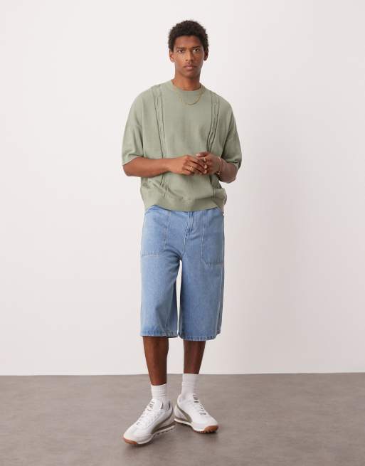 ASOS DESIGN T-Shirt girocollo oversize in maglia verde salvia