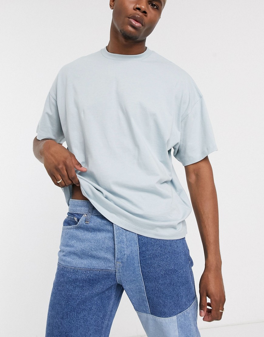 ASOS DESIGN - T-shirt girocollo oversize lunga blu