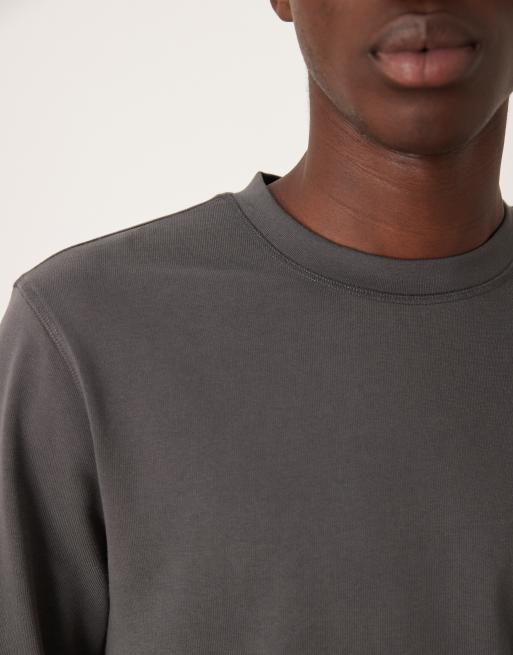 ASOS DESIGN - T-shirt girocollo pesante a maniche lunghe in cotone spazzolato antracite, 5 di 5