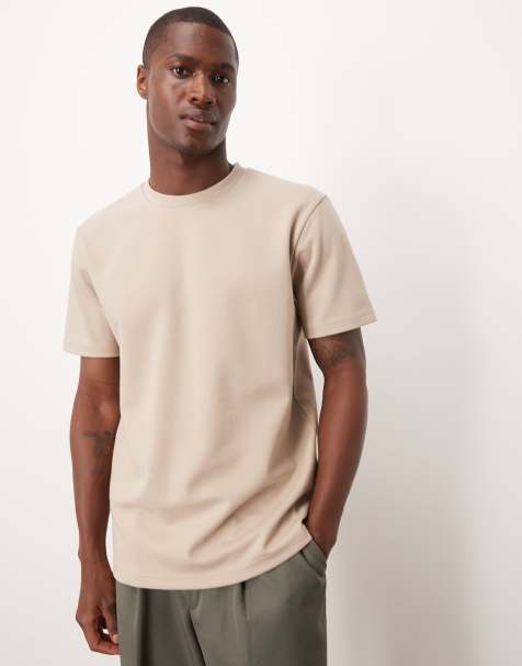 ASOS DESIGN - T-shirt girocollo pesante color pietra morbida al tatto - view 1