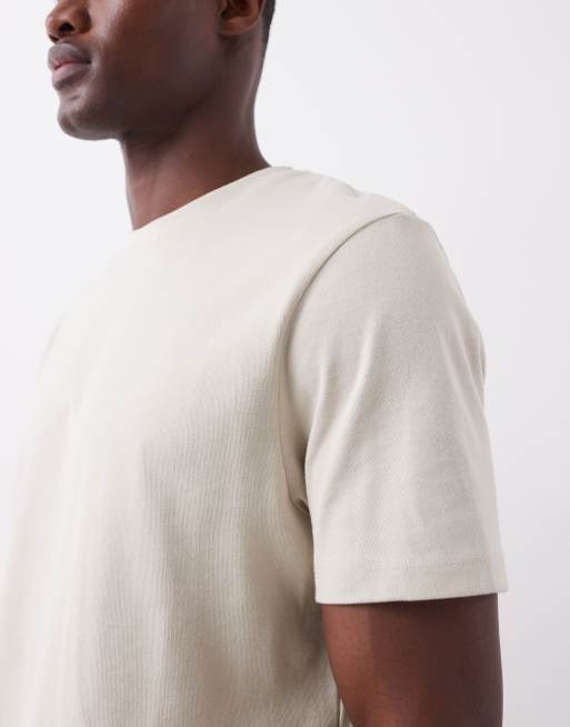 ASOS DESIGN - T-Shirt girocollo pesante color pietra , 2 di 5