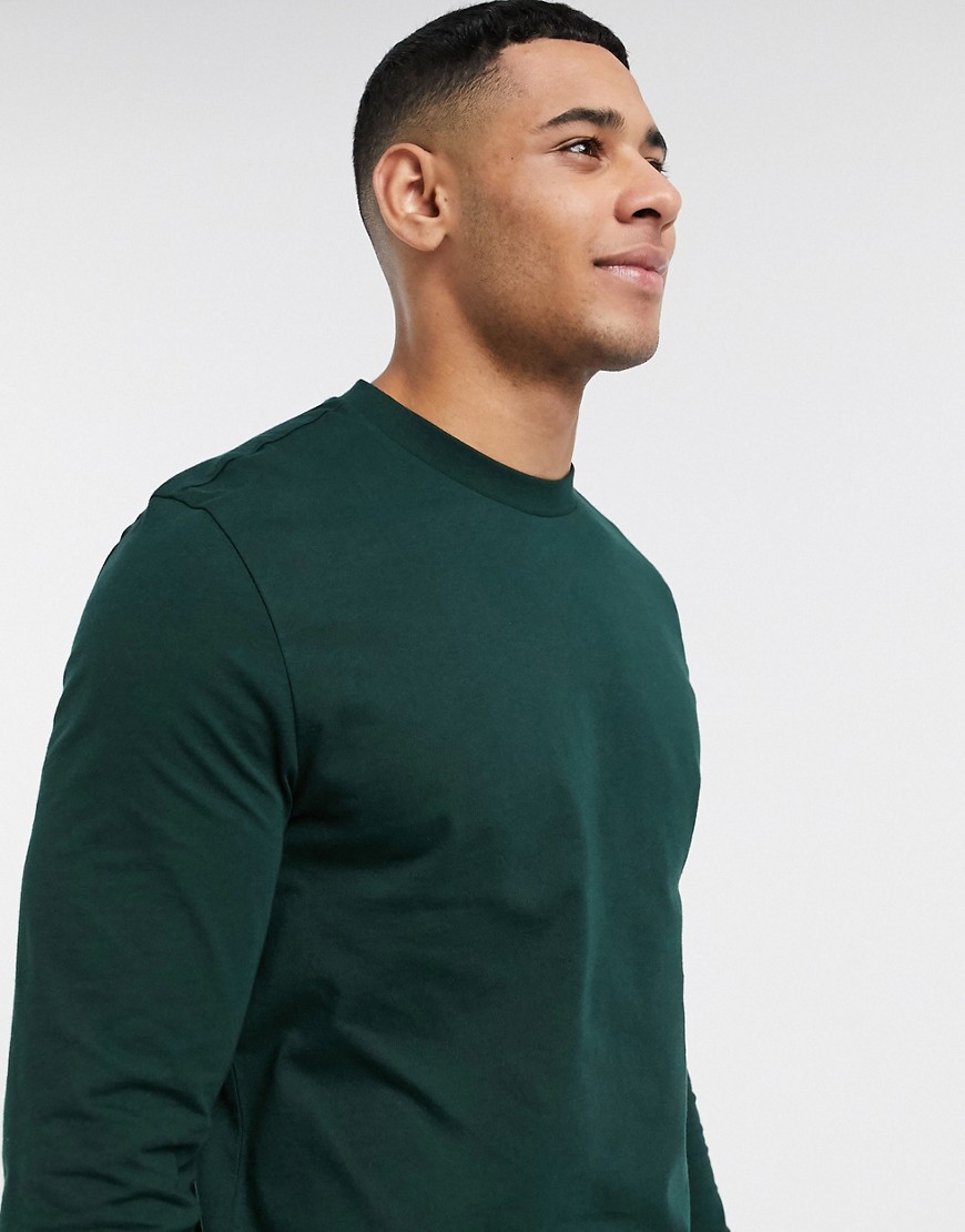 ASOS DESIGN - T-shirt girocollo verde a maniche lunghe