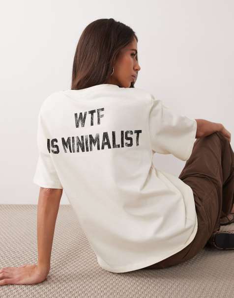 ASOS DESIGN T-shirt graphique à épaulettes « WTF is minimalist » blanc - view 1