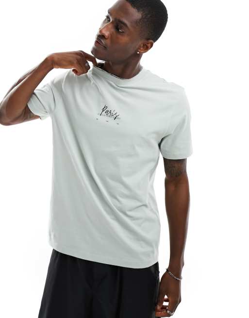 ASOS DESIGN - T-shirt grigia con stampa 