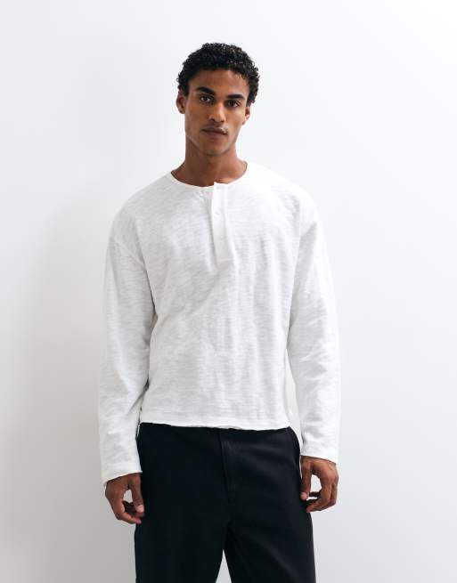 ASOS DESIGN t-shirt henley oversize à manches longues beige, 2 de 5