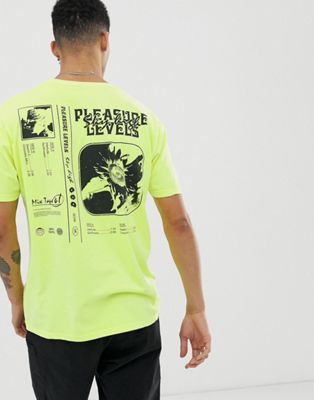 ASOS DESIGN -T-shirt i avslappnande passform med neon tryck fram och bak-Gul