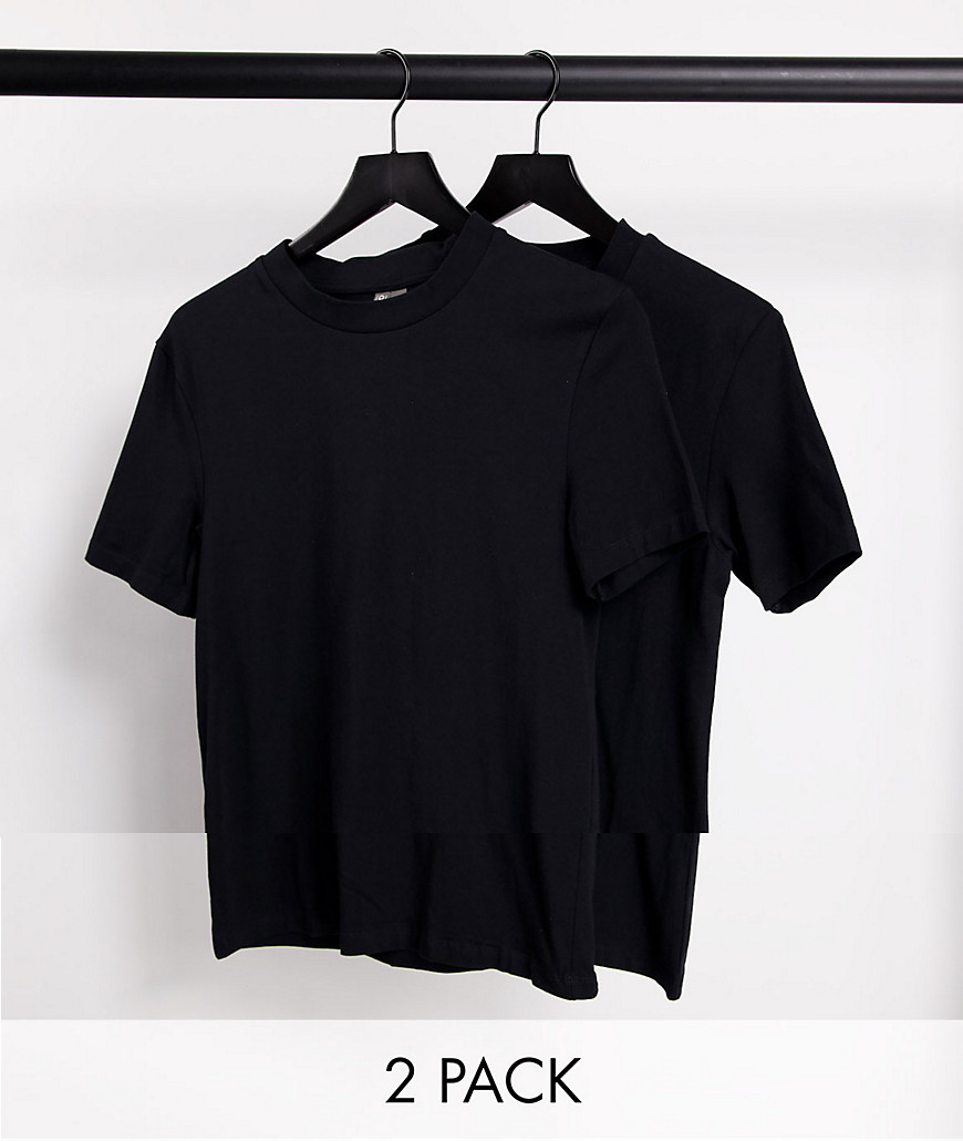 ASOS DESIGN – T-shirt i muscle fit med rund halsringning av delvis ekologiskt material, 2-pack-Svart