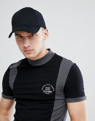 ASOS DESIGN - T-shirt i muscle-passform med tryck på paneler och bröst-Svart
