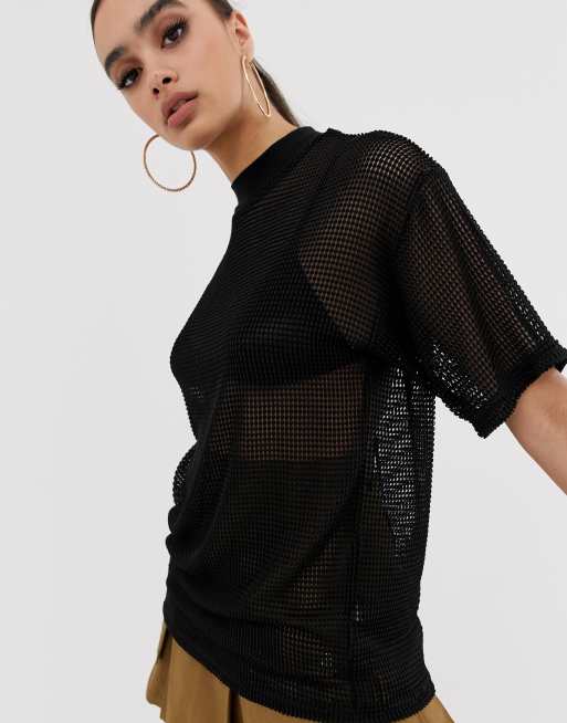 ASOS DESIGN – T-shirt i oversize-modell och mesh