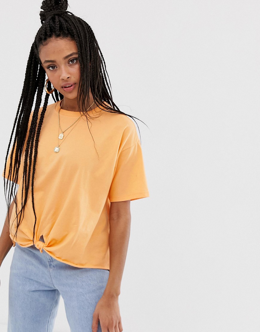 ASOS DESIGN T-shirt i overstørrelse med knob detaljer-Orange
