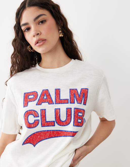 ASOS DESIGN – T-shirt i slubvävd jersey och regular fit med 'Palm Club'-tryck, 3 av 4