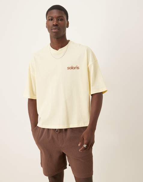 ASOS DESIGN - T-shirt imprimé épais oversize à épaules tombantes - Jaune - view 1