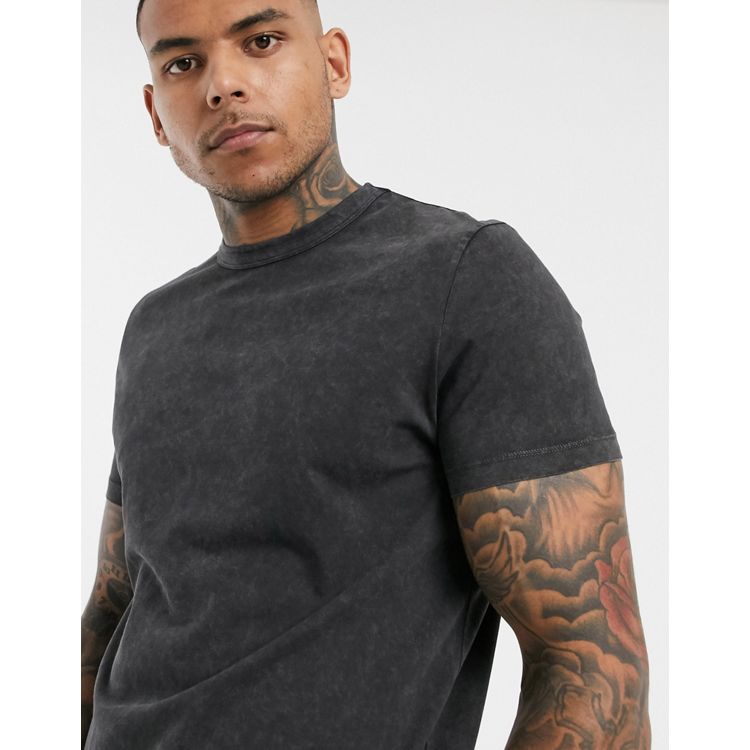 Men's Acid Wash Overhead T-Shirt, Grey