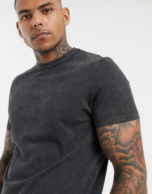 STONE WASHED DARK GREY T-SHIRT