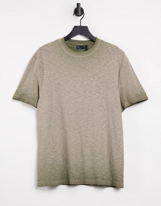 ASOS DESIGN t-shirt in beige heavyweight pigment wash