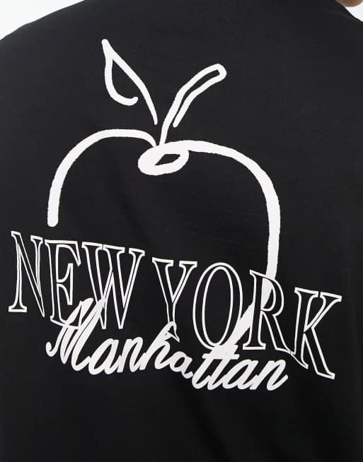 ASOS DESIGN t-shirt in black with big apple back print, 3 of 4