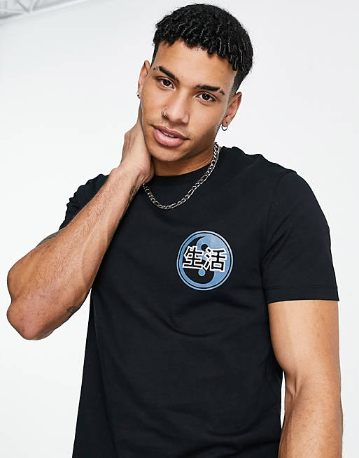 ASOS DESIGN T-shirt in black with front chest print | ASOS