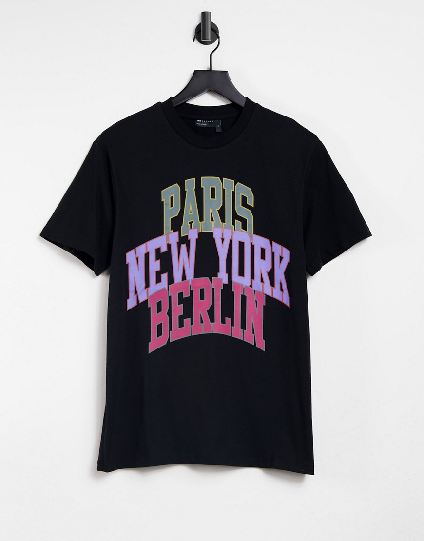 ASOS DESIGN T-shirt in black with front city print