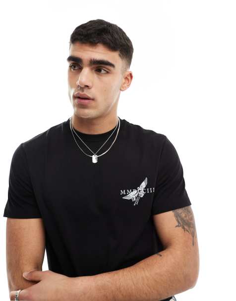 ASOS DESIGN t-shirt in black with renaissance chest print - view 1