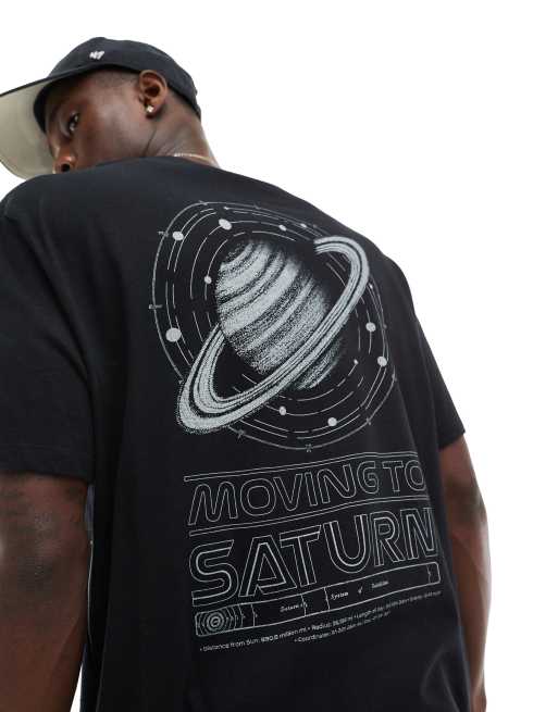 ASOS DESIGN t-shirt in black with Saturn back print