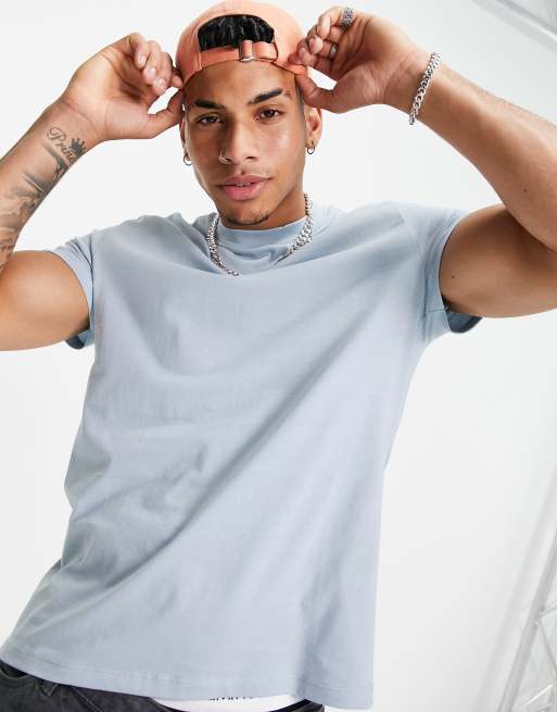ASOS DESIGN – T-Shirt in Blau mit Rundhalsausschnitt - MBLUE