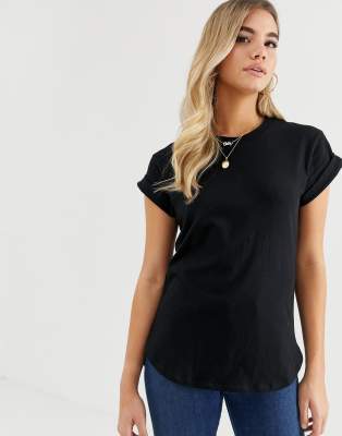 plain black t shirt rolled sleeves