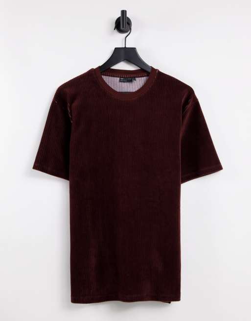 ASOS DESIGN T-shirt in brown ribbed velour | ASOS