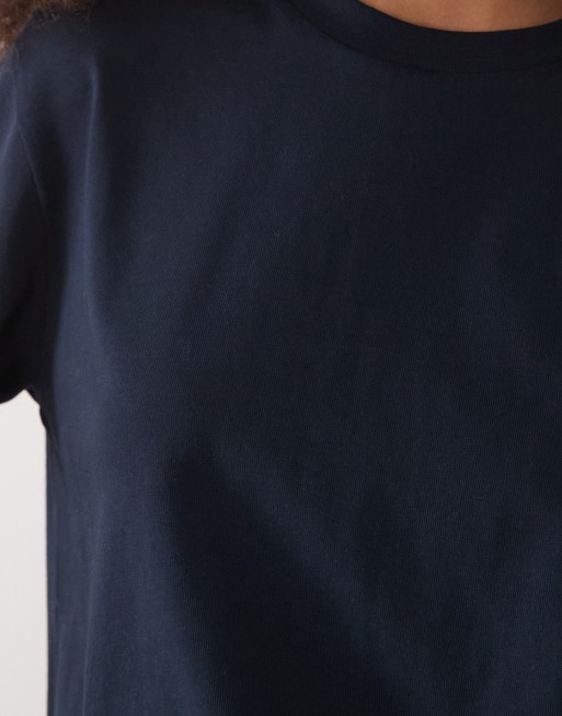 ASOS DESIGN - T-shirt in cotone blu navy in coordinato, 4 di 4