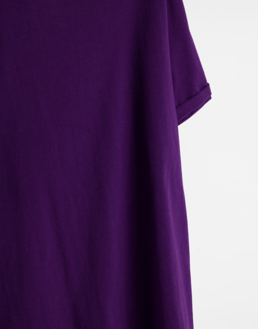 ASOS DESIGN – T-Shirt in Dunkellila mit umgeschlagenen Ärmeln - PURPLE, 2 von 4