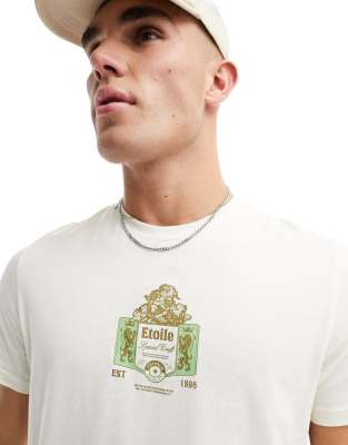 ASOS DESIGN - T-shirt in gebroken wit met print op de borst