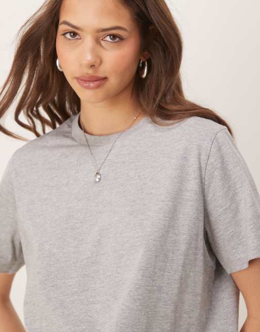 ASOS DESIGN – T-Shirt in Grau meliert mit regulärer Passform und Rundhalsausschnitt, 4 von 4