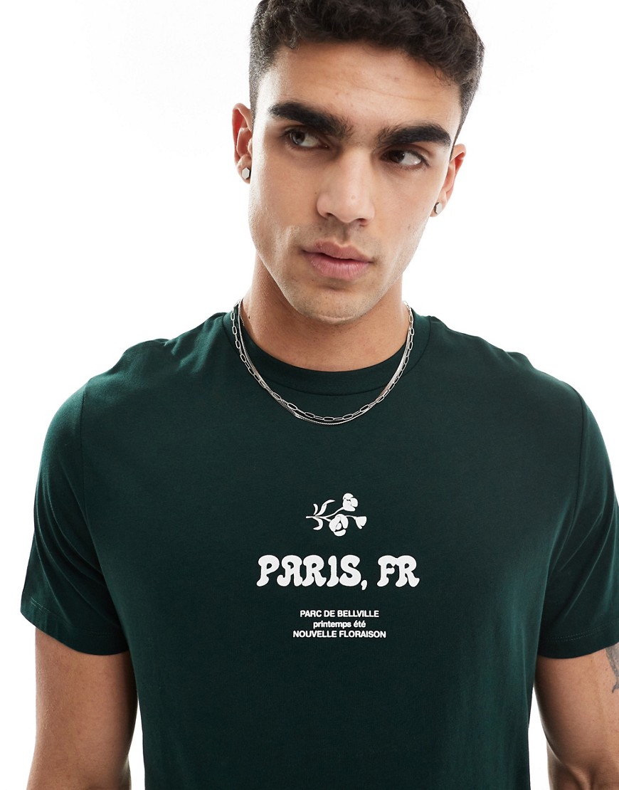 ASOS DESIGN t-shirt in green with Paris city print