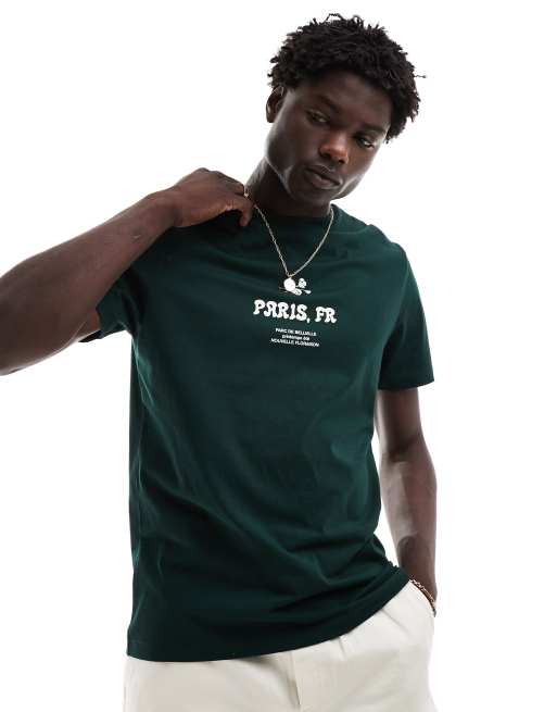 ASOS DESIGN t-shirt in green with Paris city print, 3 of 4